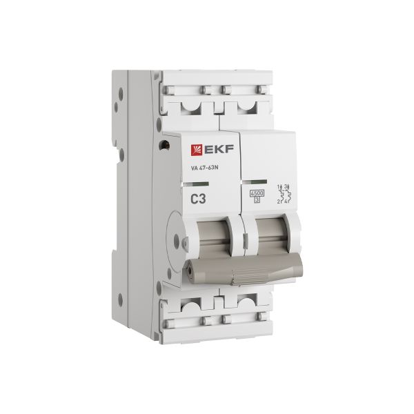 EKF M634203C Автоматический выключатель ВА 47-63N 2P 3А (C) 4,5 кА PROXIMA EKF