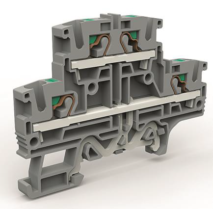 DKC ZEFD420GR Двухуровневая клемма 4 кв.мм с заземлением в нижнем ярусе