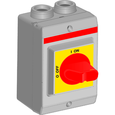 ABB 1SCA022401R0330 Рубильник в боксе OTP16KA3M1 до 16А 3х-полюсный, красно-желтая р учка, резьба 4xM20