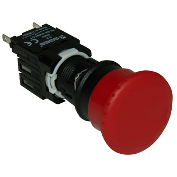 D100YM30K Кнопка нажимная, возвратная, грибовидная, красная (1НО)