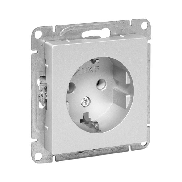 EKF UP1-SOA-110 Механизм розетки, 16А, с заземлением, без шторок, алюминий Эпика EKF