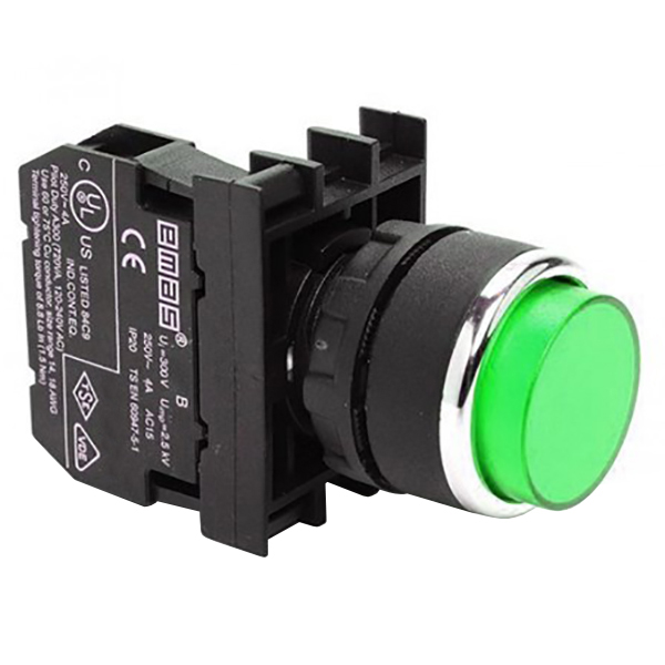 Кнопка выступающая зеленая B200HY (1НЗ)