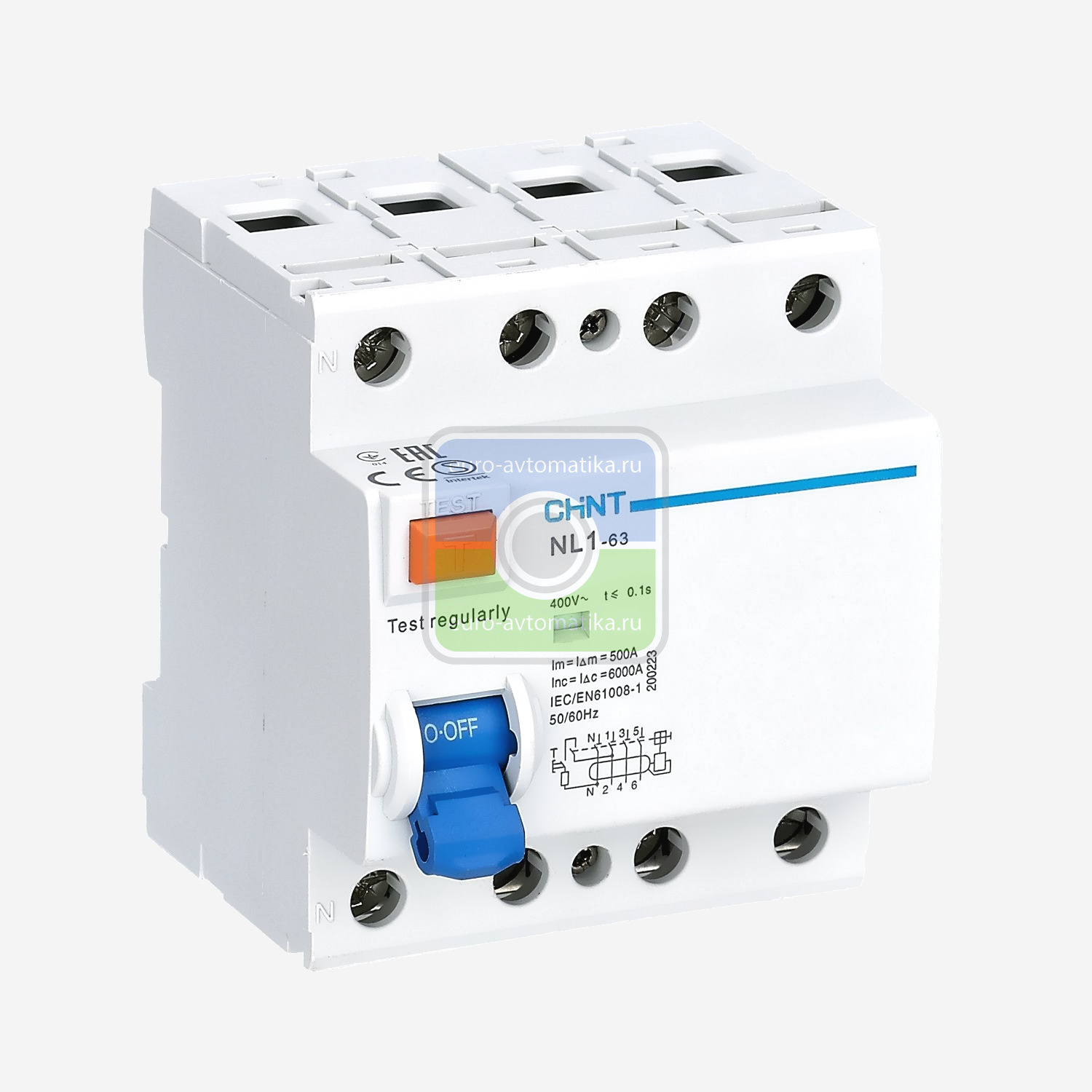 УЗО NL1-100 S 4P 80A 100mA 10kA тип AC (R)