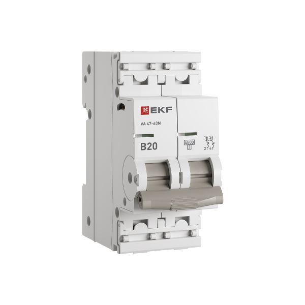 EKF M634220B Автоматический выключатель ВА 47-63N 2P 20А (В) 4,5 кА PROXIMA EKF