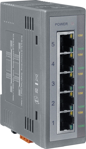 ICP DAS Коммутатор NS-205 CR Unmanaged 5-Port Industrial 10/100 Base-T Ethernet Switch