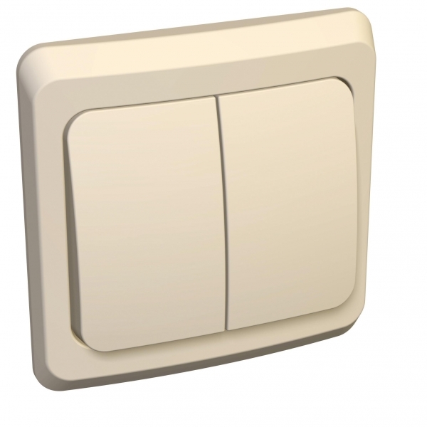 Systeme Electric BC10-006K ЭТЮД С/У 2-клавишный ВЫКЛЮЧАТЕЛЬ с подсветкой 10 АХ, КРЕМОВЫЙ, Россия