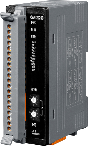 ICP DAS Модуль CAN-2026C CR CANopen slave module with 6-channel AI, 2-channel AO, 1-channel DO and 2-channel