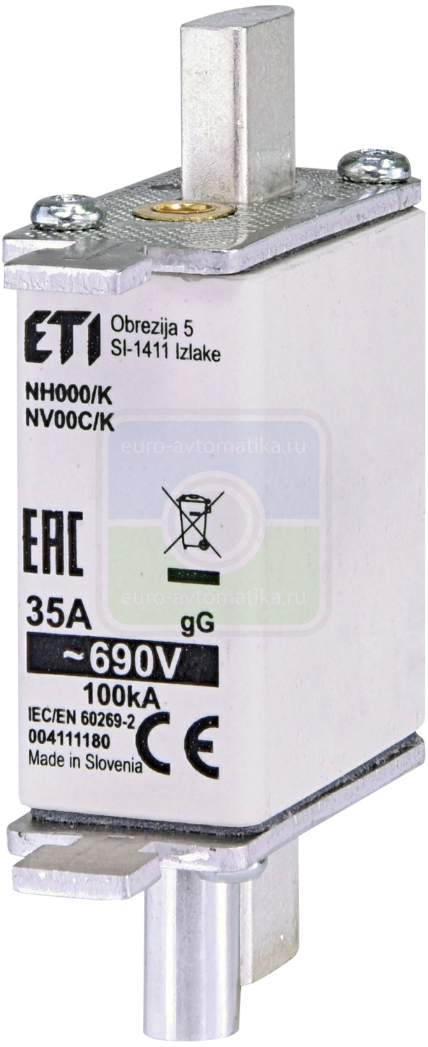 ETI 4111172 Предохранитель с бойком NH-000 K/gG 2A 690V