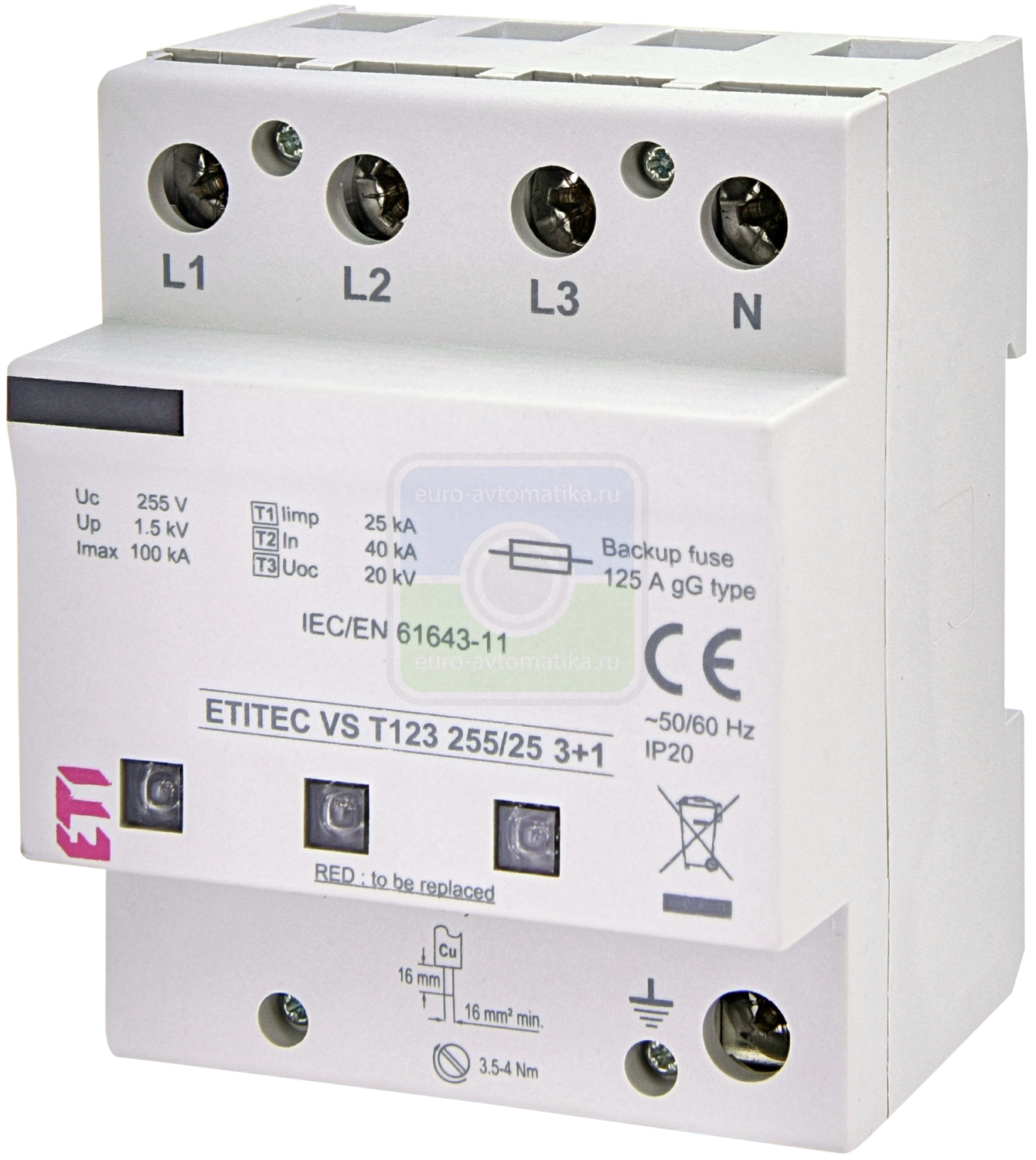 ETI 2442939 Ограничитель перенапряжения ETITEC VS T123 255/25 (3+1)