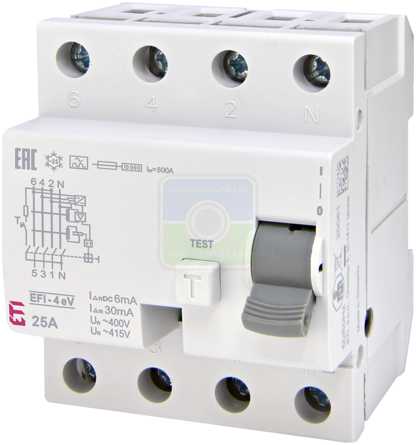 ETI 2062632 Реле дифференциальное (УЗО) EFI-4 A eV 25/0.03