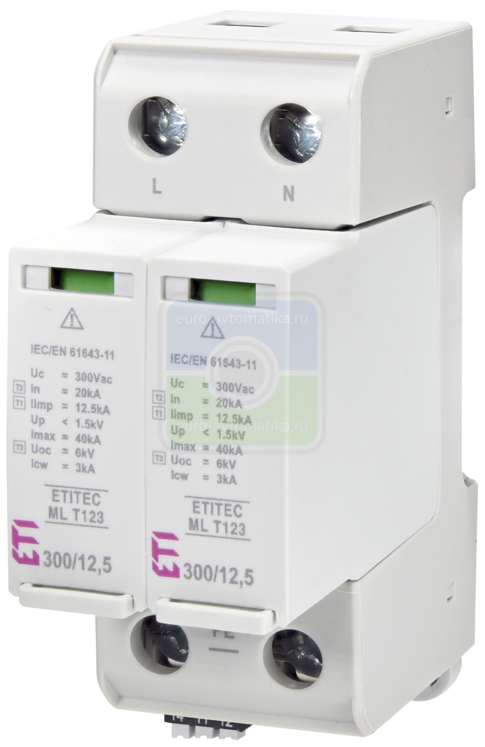 ETI 2440670 Ограничитель перенапряжения ETITEC ML T123 300/12,5 (1+1, 2p, TТ) RC