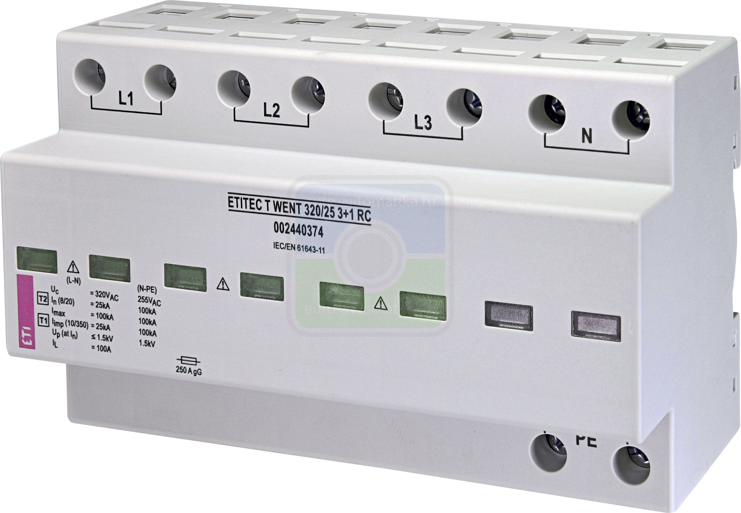 ETI 2440369 Ограничитель перенапряжения ETITEC T WENT  320/25 (3+1, 8p, TT)