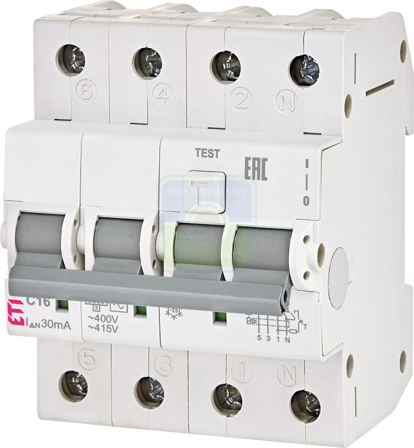 ETI 2174422 Диффер. автоматический выкл. KZS-4M 3p+N C 10/0,1 тип A (6kA)