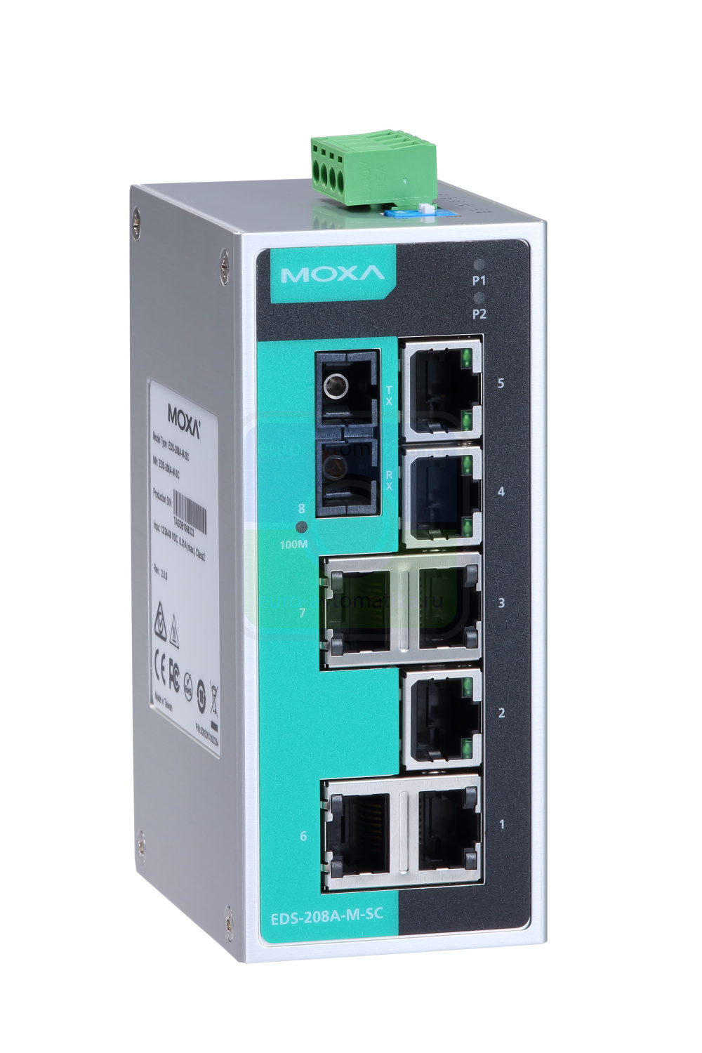 MOXA Коммутатор EDS-208A-M-SC 8 port switch, 7 x 10/100 TX, 1 x 100 FX (multimode), dual power