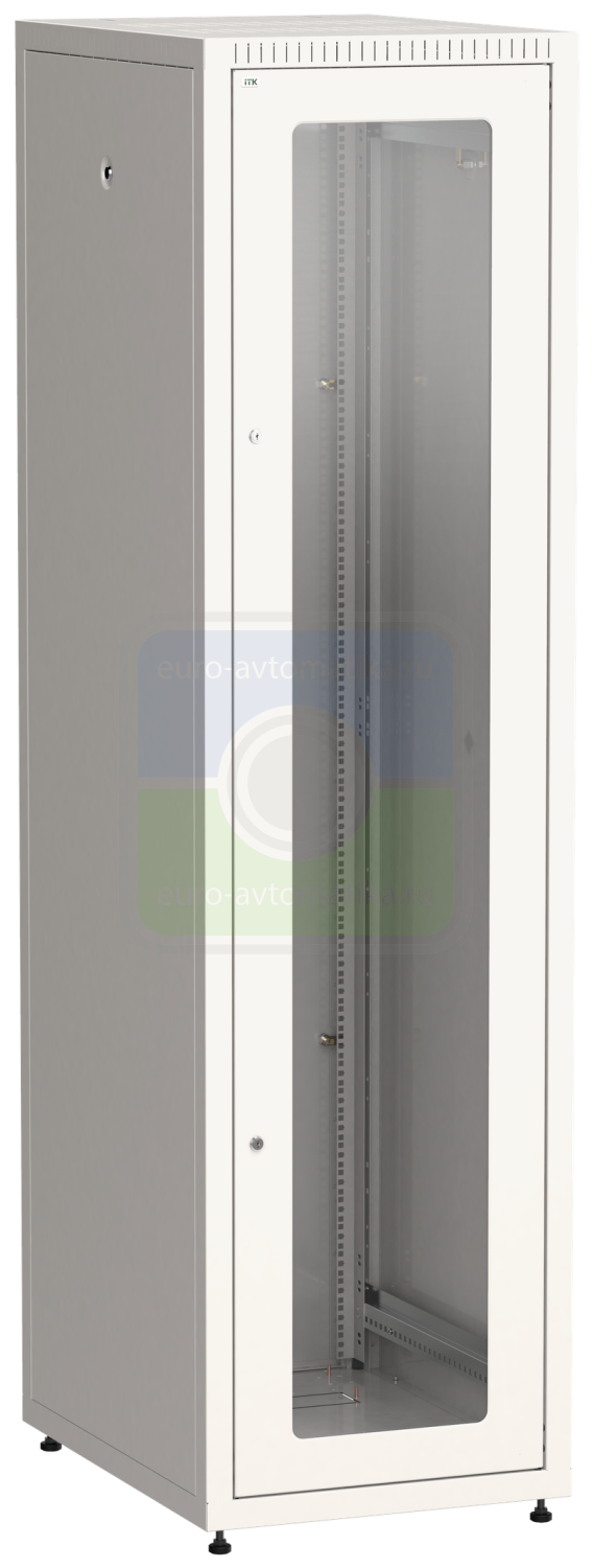 Шкаф LINEA E 42U 600х800мм двери 2шт стекло и металл серый (LE35-42U68-GM)