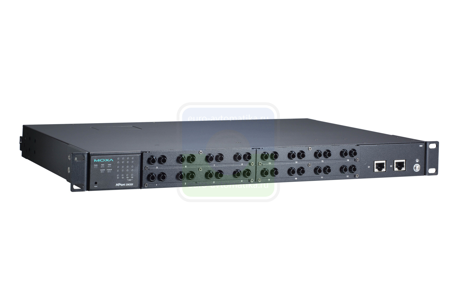 MOXA Преобразователь NPort S9650I-16F-2HV-E-T 16-port fiber ST, rugged device server, 2 x 10/100M RJ45 1588v2, 2 x 10/100M RJ45, 110/220VDC/VAC, t: -40/85