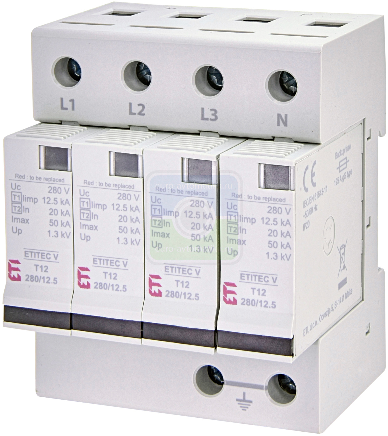 ETI 2442907 Ограничитель перенапряжения ETITEC V T12 280/12,5 (4+0)
