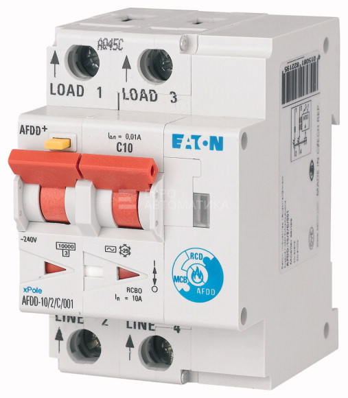 Arc Fault Detection Device, 2 poles, C10A, 10mA, KV, type A (AFDD10/2