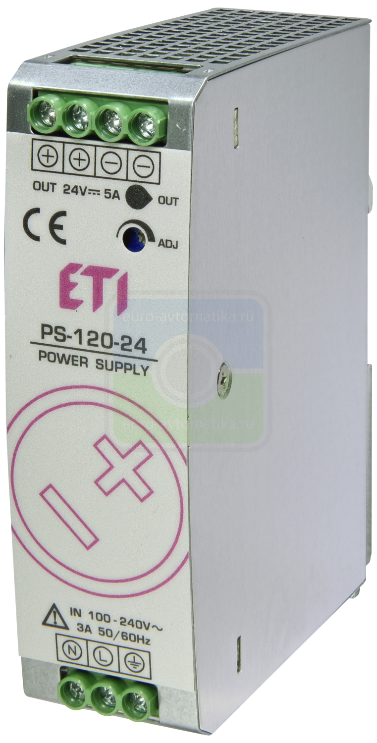 ETI 4656682 Блок питания PS-120-24 (Вход: 100-240V AC/140-340V DC; Выход: 24-28V DC/120W/5A)