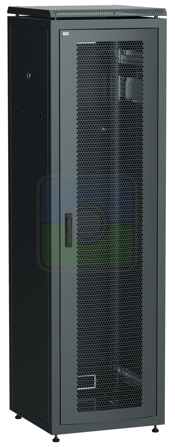 Шкаф сетевой 19дюйм ITK LINEA N 47U 600х800 мм перфорированная передняя дверь черный (LN05-47U68-P)