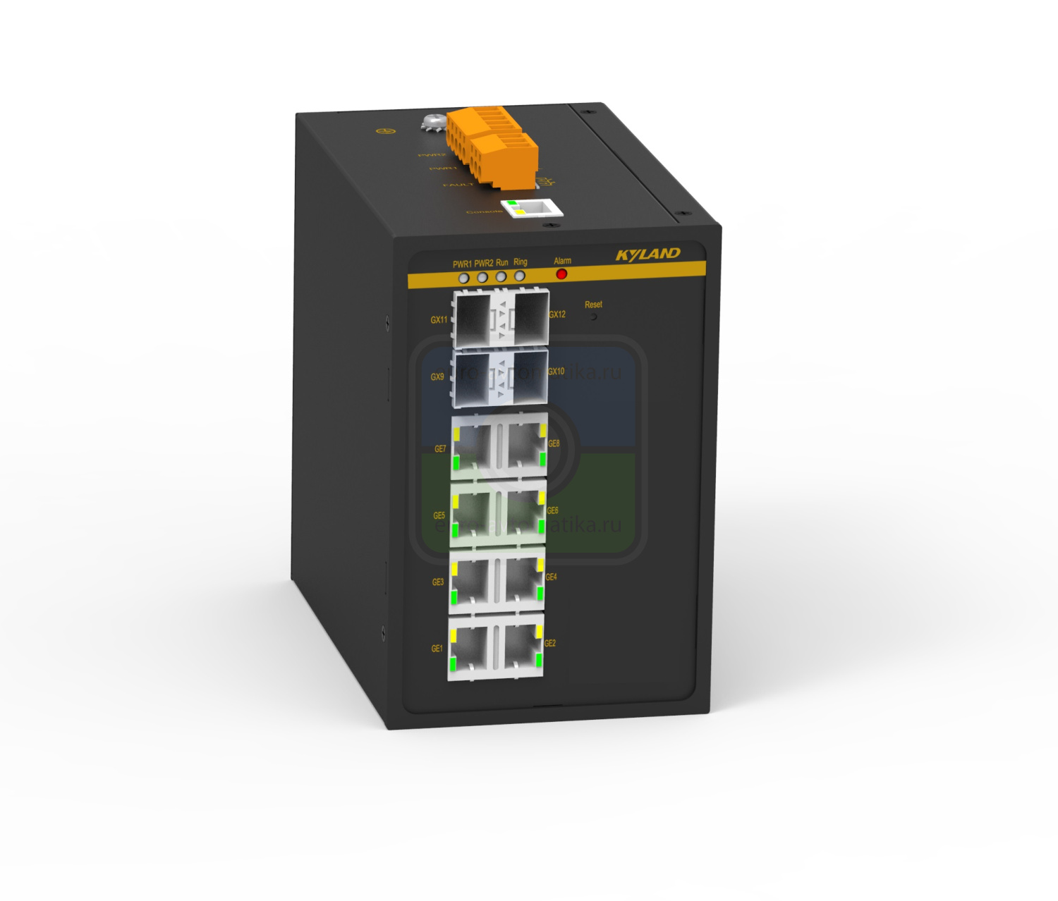 Kyland Коммутатор SICOM3000A-4GX8GE-HV-PN 300071693 4 100/1000Base-X SFP ports, 8 10/100/1000Base-T(X) RJ45 ports, RS232 RJ45, 100-240VAC/110-220VDC(85-264VAC/77-300VDC) single power supply, PROFINET