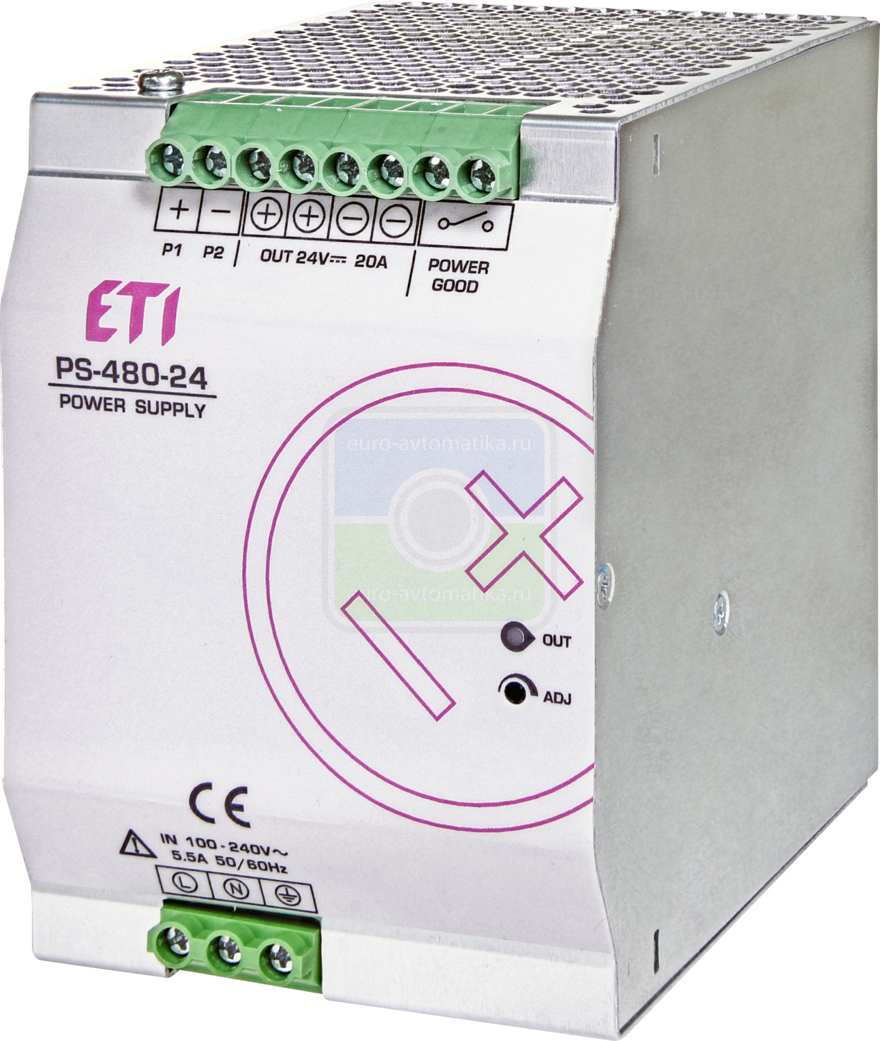 ETI 4656684 Блок питания PS-480-24 (Вход: 100-240V AC/140-340V DC; Выход: 24-28V DC/480W/20A)