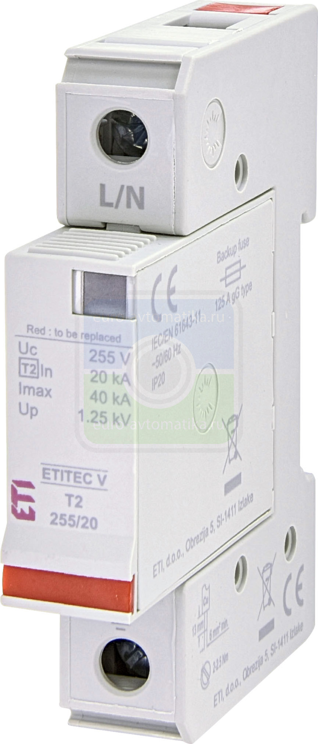 ETI 2442951 Ограничитель перенапряжения ETITEC V 2T2 255/20 (3+1) RC