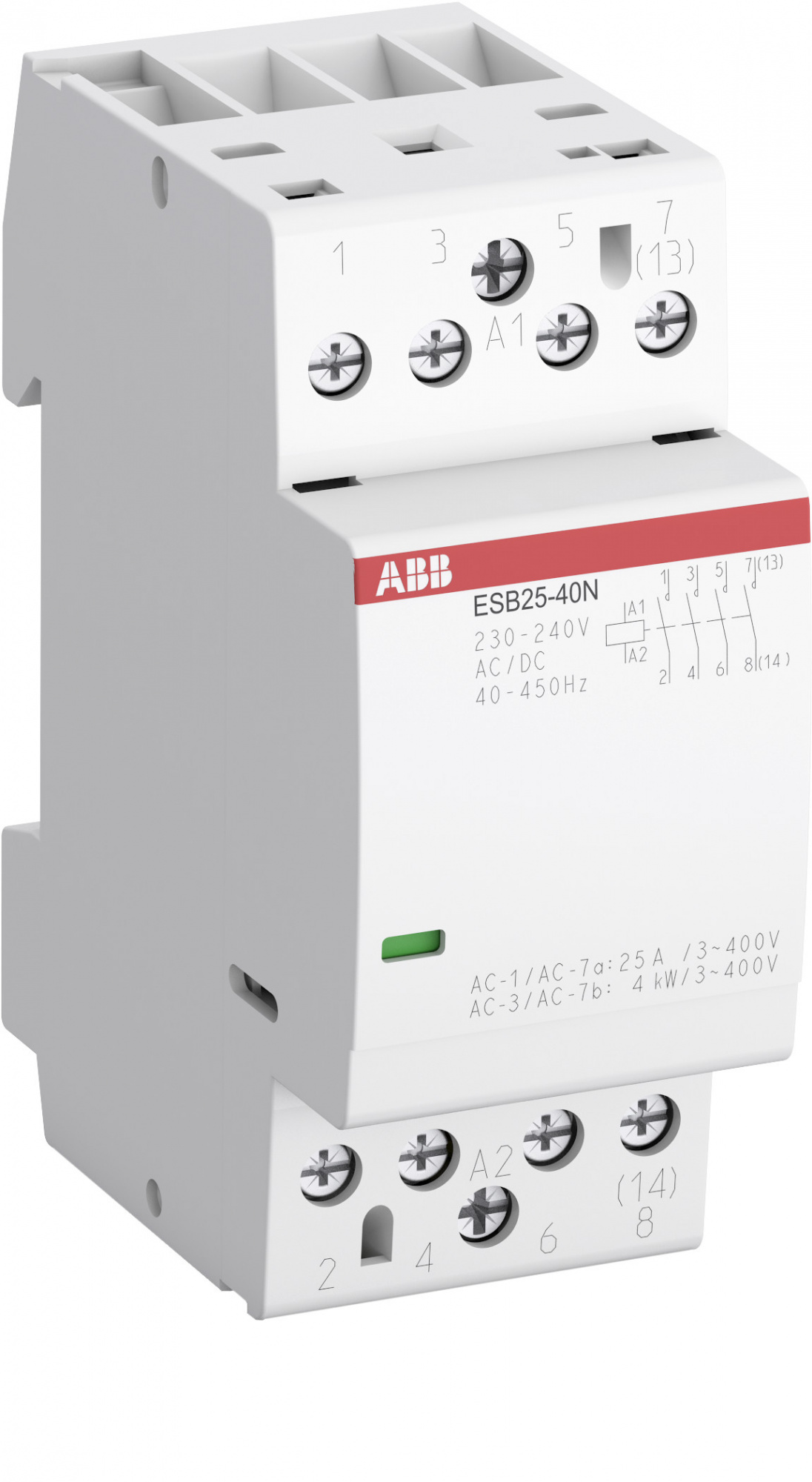 ABB 1SAE231111R0140 Контактор ESB25-40N-01 модульный (25А АС-1, 4НО), катушка 24В AC/DC