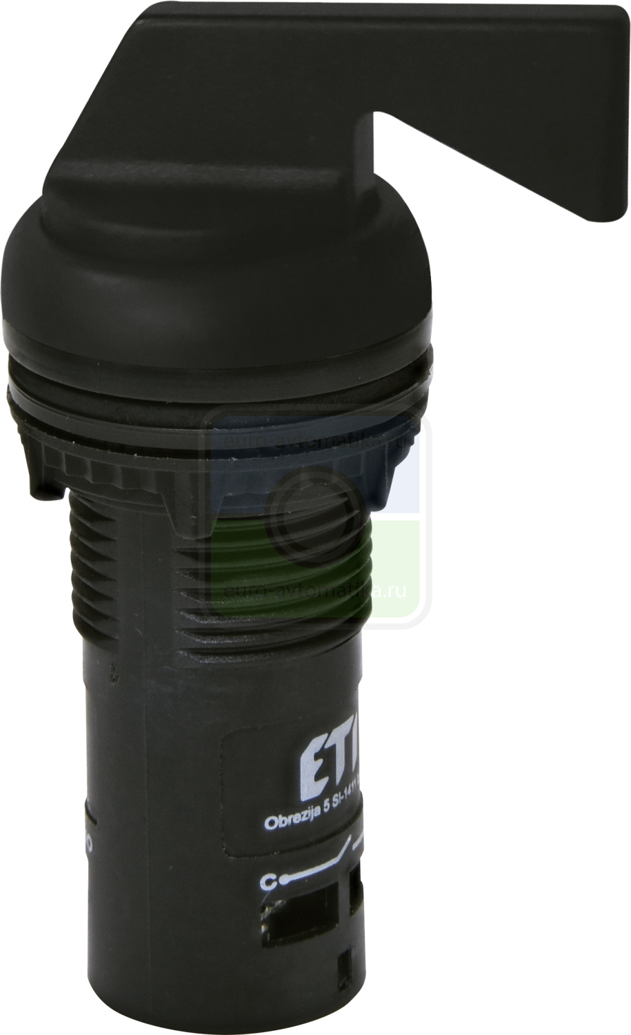 ETI 4771646 Перекл. поворотн. монобл. ECS3L-N30-20 (2NO, 3-х поз., с фикс. 1-0-2, 30°, черн., с длинной рукояткой)