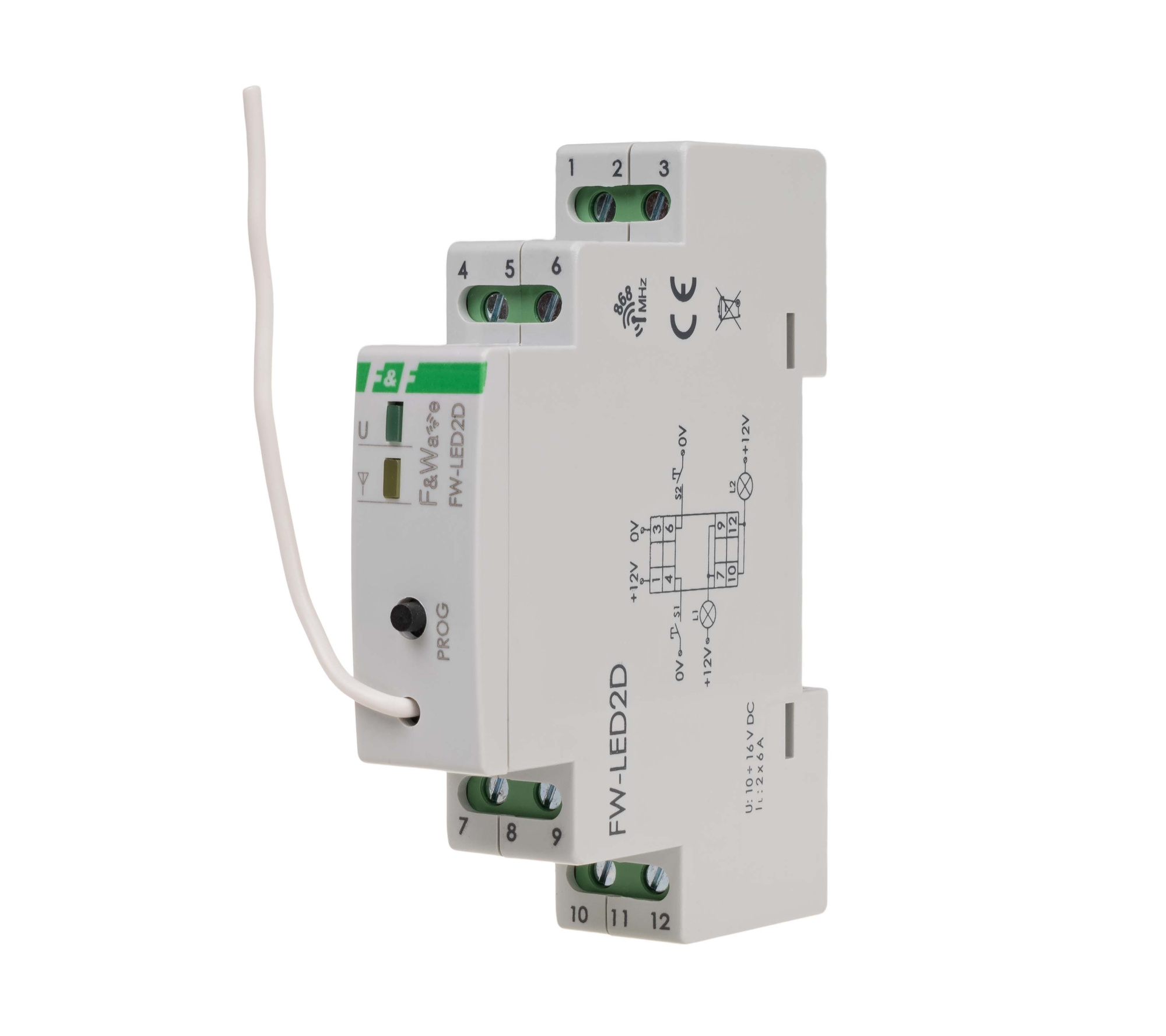 FIF EA14.002.003 FW-LED2D Двухканальный диммер-реле, для LED ламп и LED лент, soft start, локальное и удаленное управление, до 8 радио передатчиков, монтаж на DIN-рейку