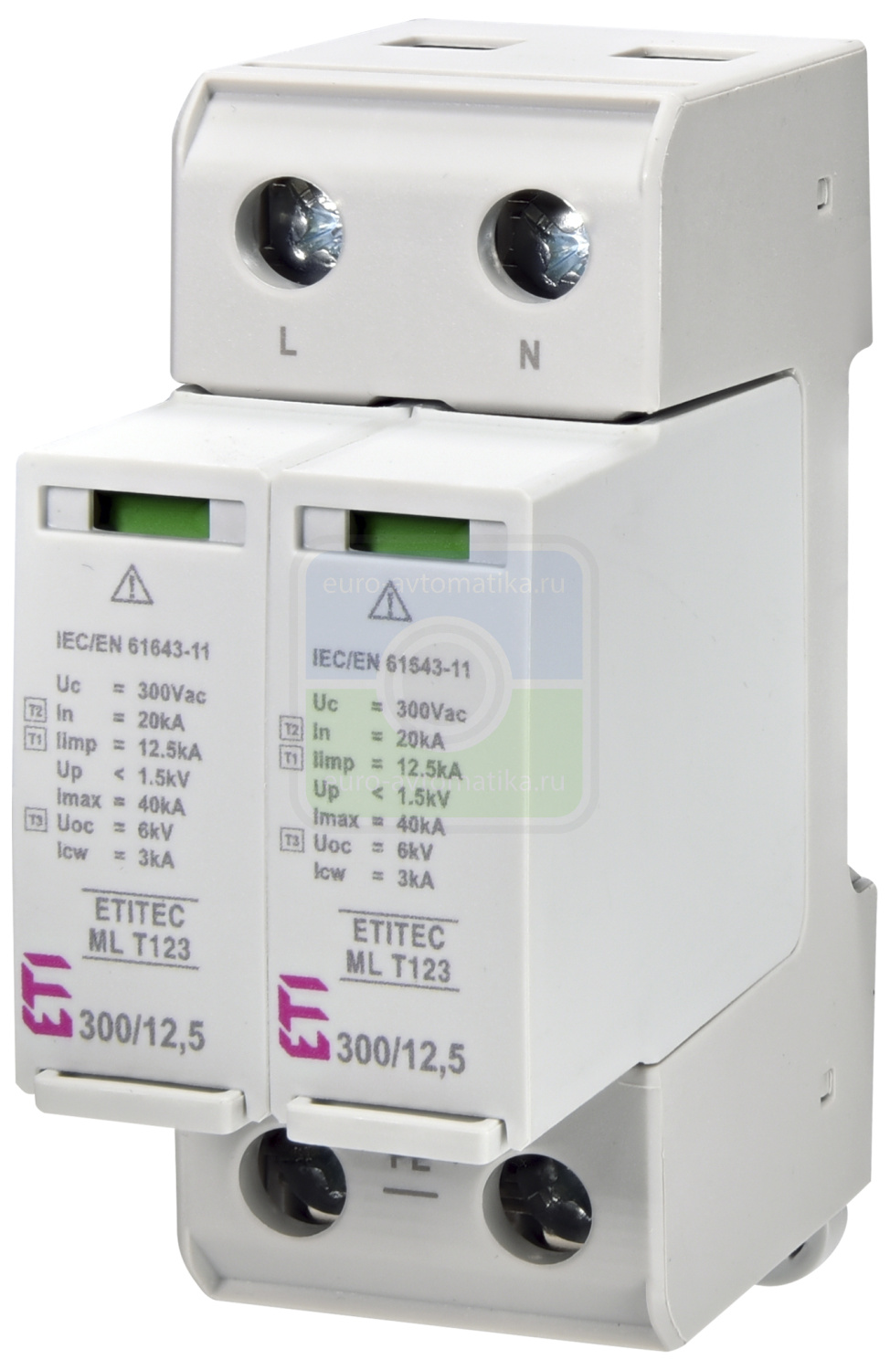 ETI 2440669 Ограничитель перенапряжения ETITEC ML T123 300/12,5 (1+1, 2p, TТ)