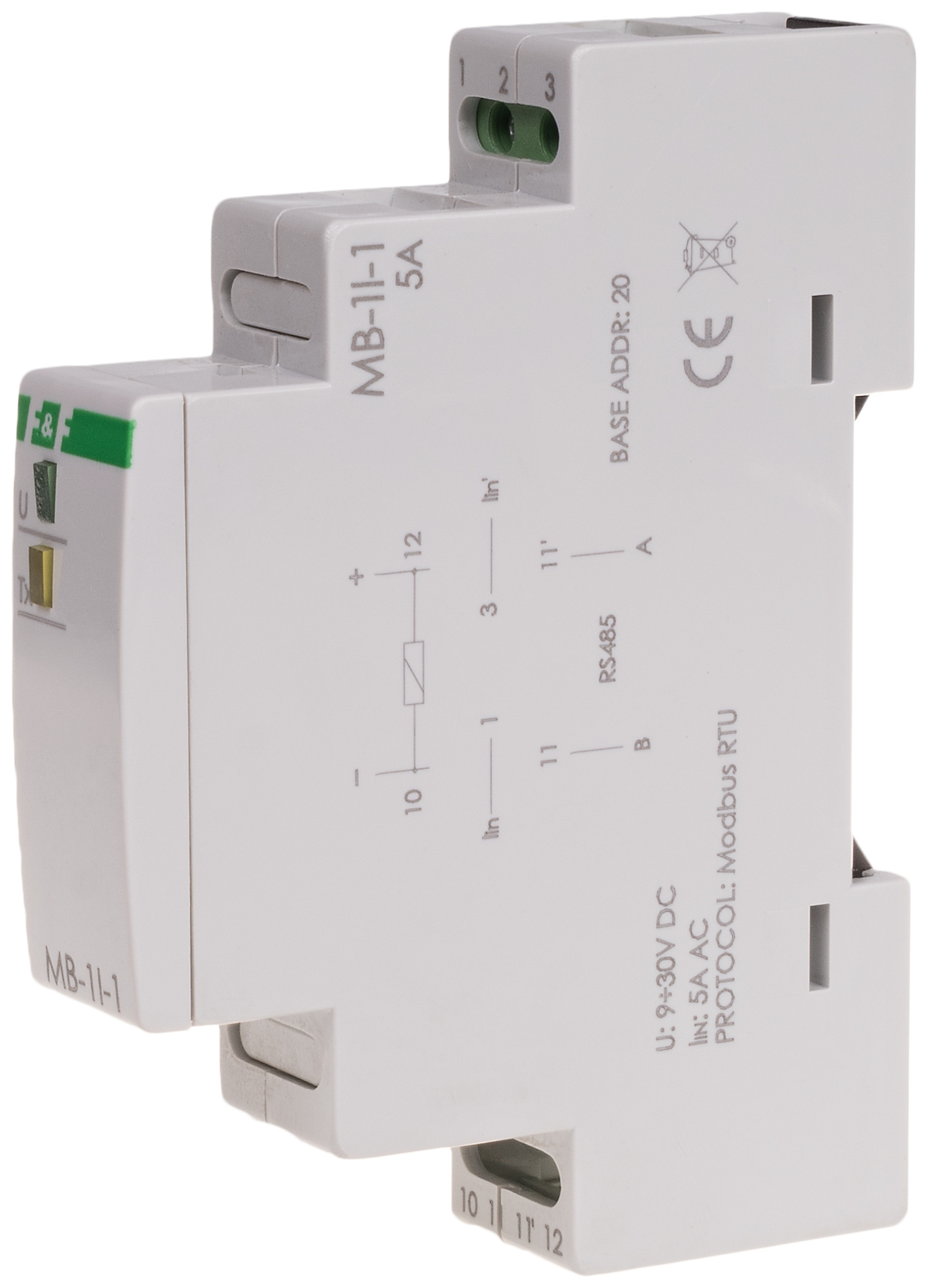 FIF EA12.003.018 MB-1I-1 5A Преобразователь тока, однофазный, 0-5А/285В AC, RS-485, Modbus RTU, установка на DIN-рейку, 1 модуль