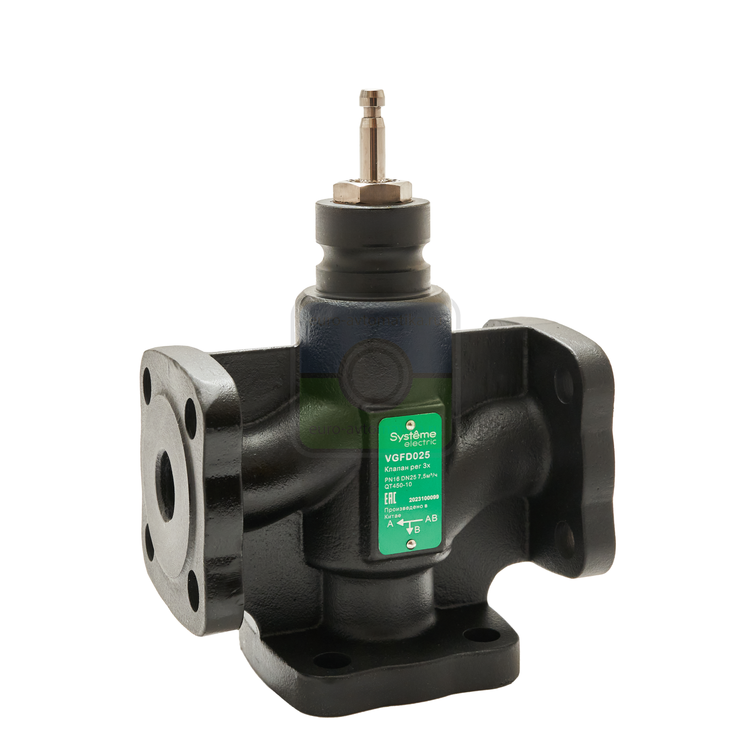 Systeme Electric VGFD025 Клапан регулирующий 3-ход разд фланц PN16 DN25 7,5м³/ч -20…+130°С