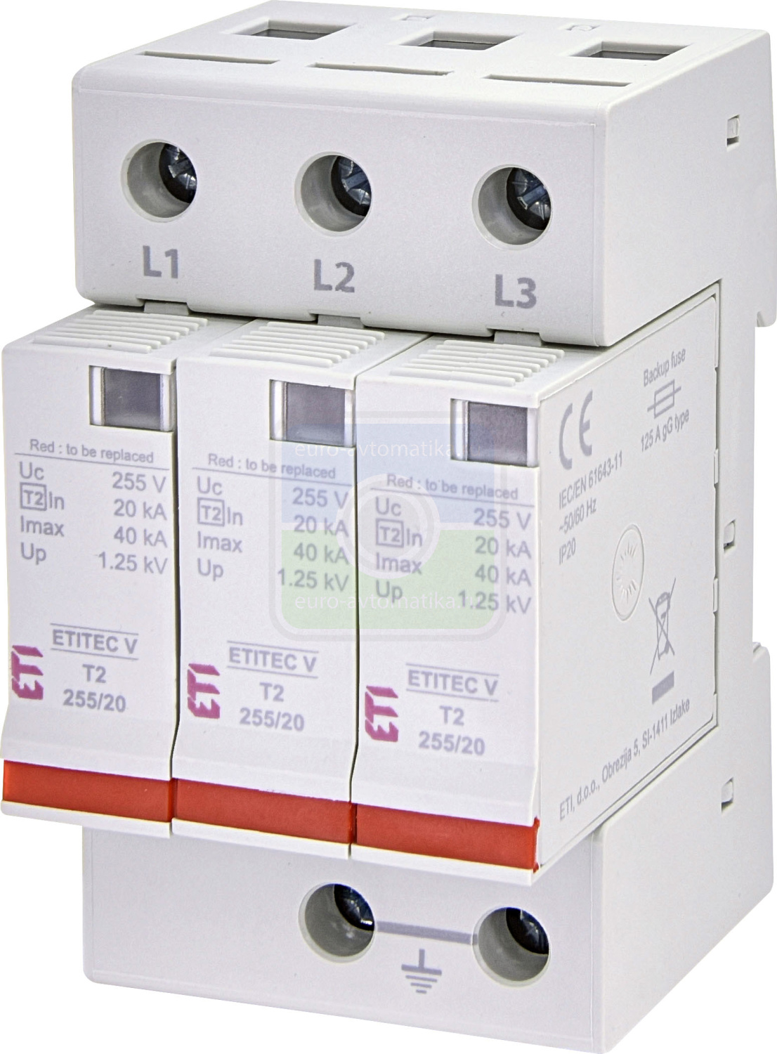 ETI 2442961 Ограничитель перенапряжения ETITEC V T2 255/20 (3+0) RC
