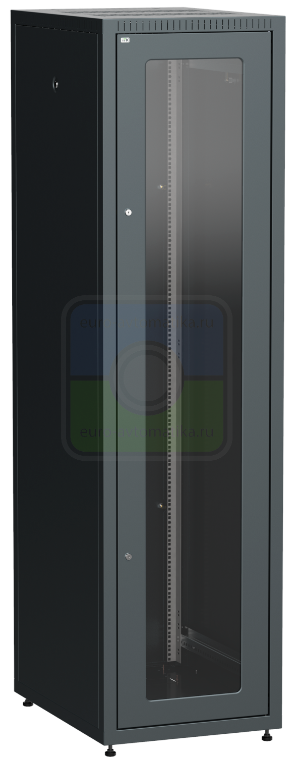 Шкаф LINEA E 42U 600х800мм двери 2шт стекло и металл черный (LE05-42U68-GM)