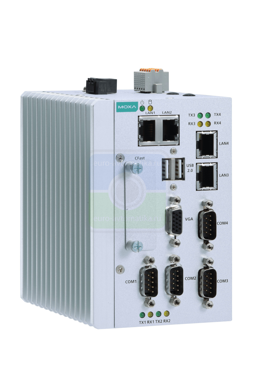 MOXA Компьютер MC-1122-E4-T x86 embedded computer with Intel Atom quad-core E3845 processor, 1 CFast socket, 1 VGA, 2 USBs, 4 GigaLANs, 4 serial ports, 4 DIs, 4 DOs, 1 mini-PCIe socket, 12 to 36 VDC power, 4 GB RAM pre-installed