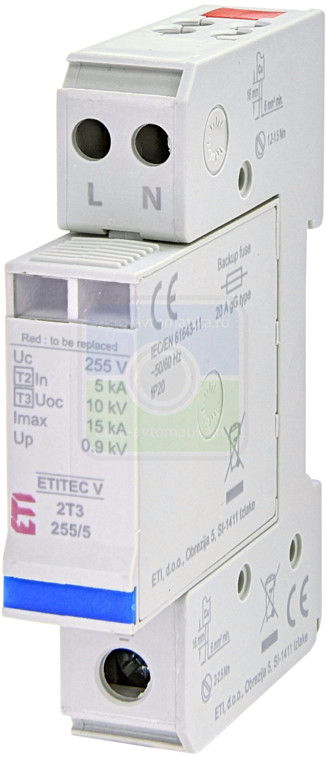 ETI 2442976 Ограничитель перенапряжения ETITEC V 2T3 255/5 (1+1) RC