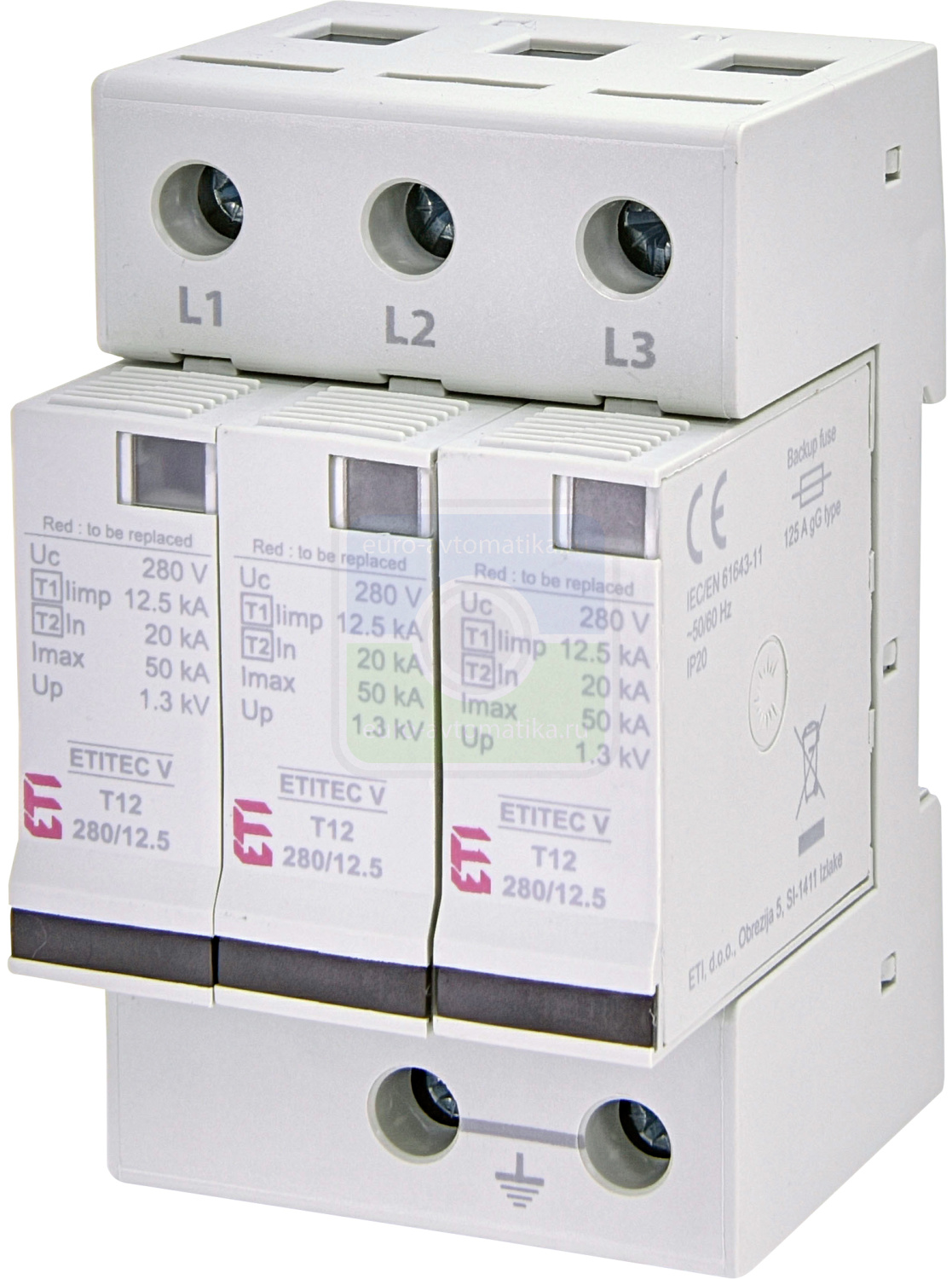 ETI 2442905 Ограничитель перенапряжения ETITEC V T12 280/12,5 (3+0)