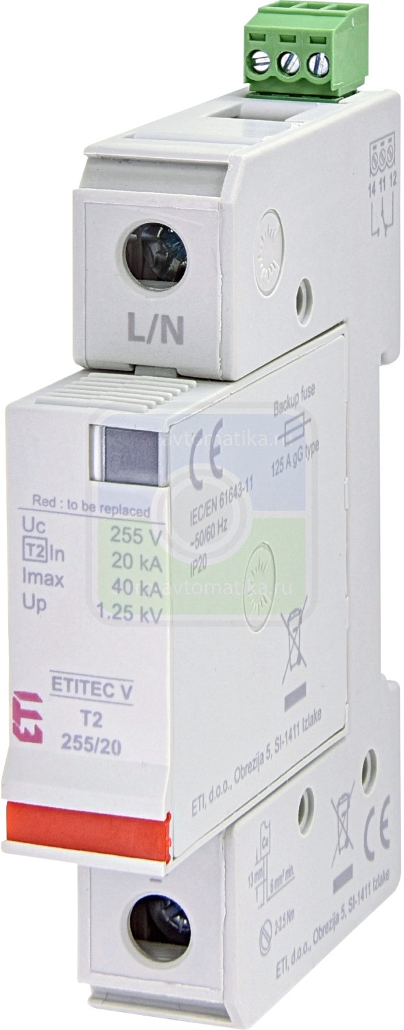 ETI 2442958 Ограничитель перенапряжения ETITEC V T2 255/20 (1+0) RC